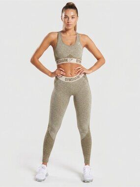 Gymshark Flex Seamless Olive Marl Leggings Size S